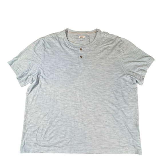 Joseph Abboud Shirt Mens XXL Cotton Henley Round Neck Button Blue Woven B212 - Picture 1 of 9